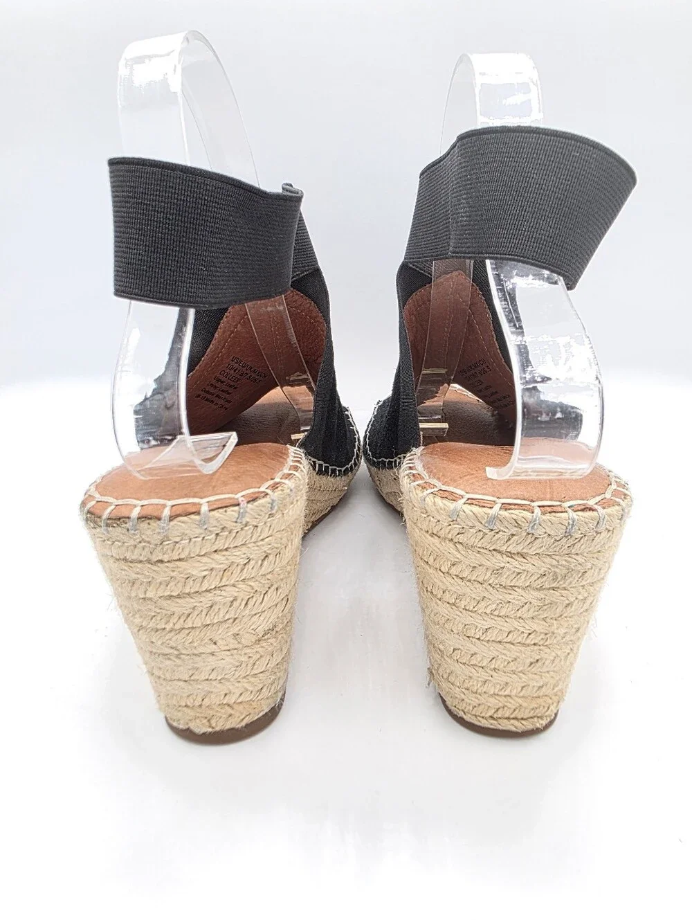 Gentle Souls Kenneth Cole Espadrille Wedge Sandals Black Leather Size 10 Comfort
